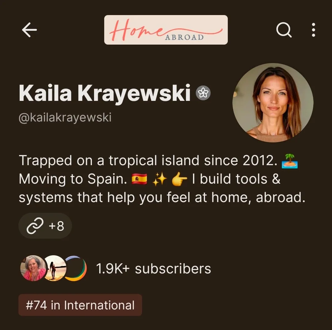 Home Abroad on Substack — Kaila Krayewski, 1.9K+ subscribers