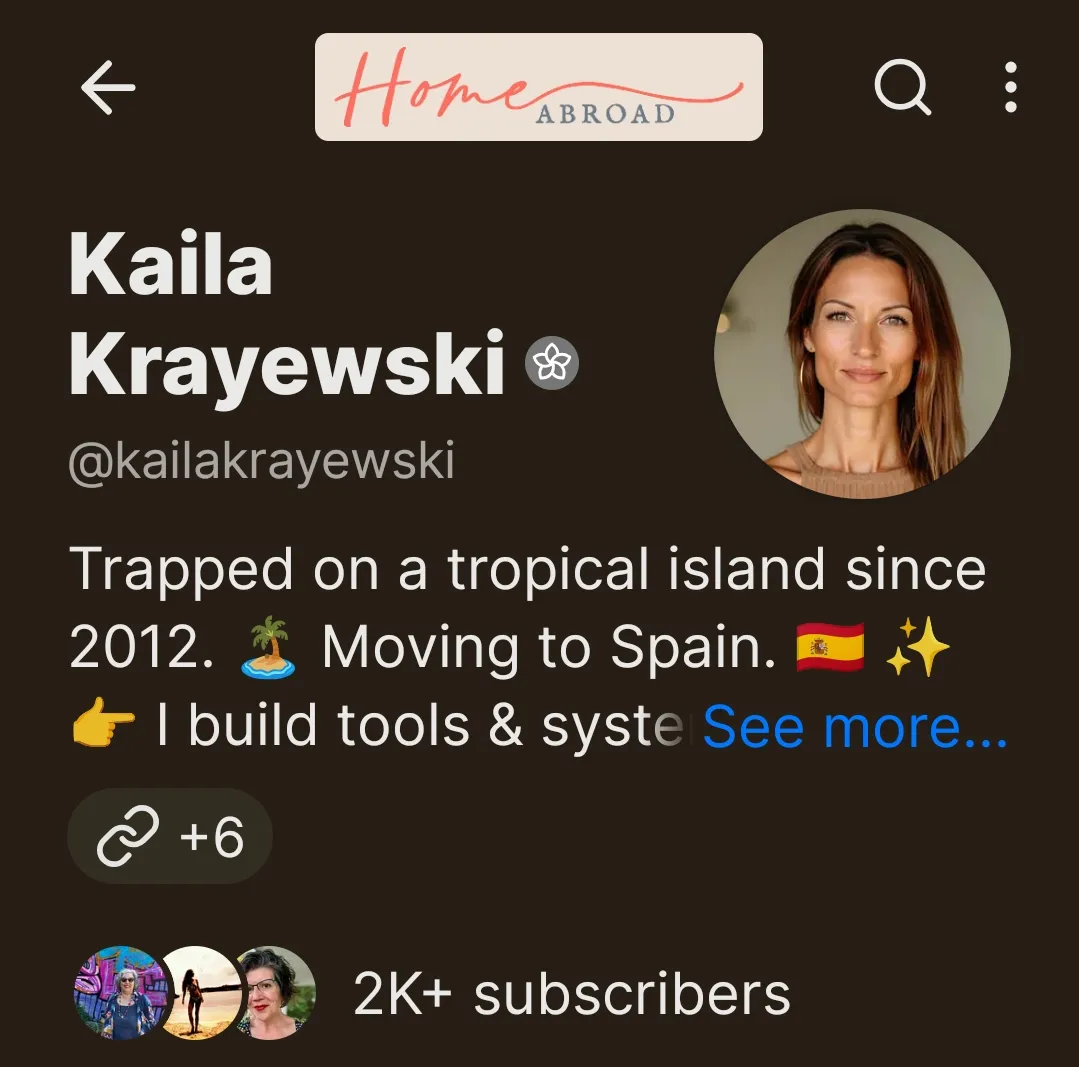 Kaila Krayewski's Home Abroad profile on Substack — 2K+ subscribers